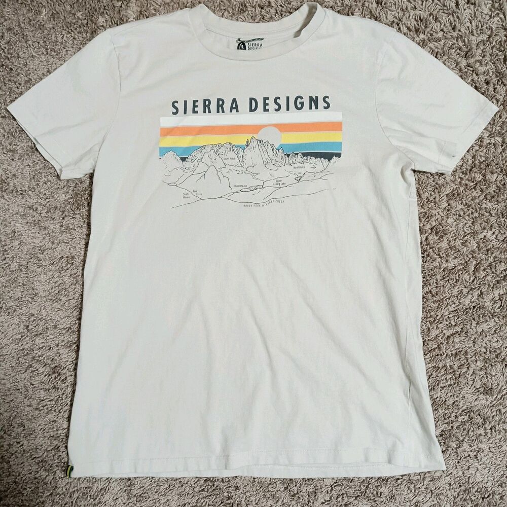 Sierra Designs T Shirt Women's M Beige Short Sleeve Crew Neck 100% Cotton